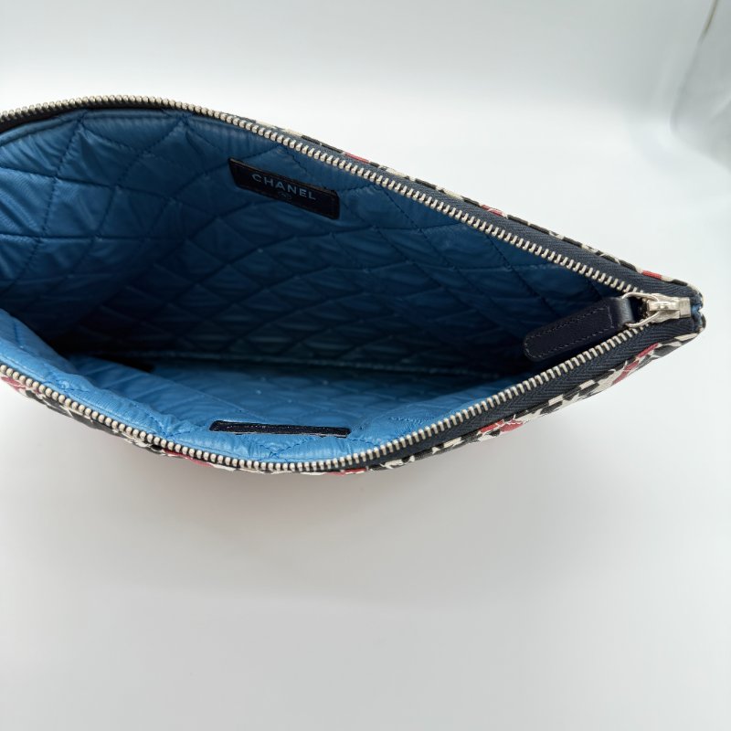 CHANEL 香奈兒 棉麻圖騰 手拿包 錢包 化妝包 洗漱包 內膽包（可以放下 Mini Ipad）-4