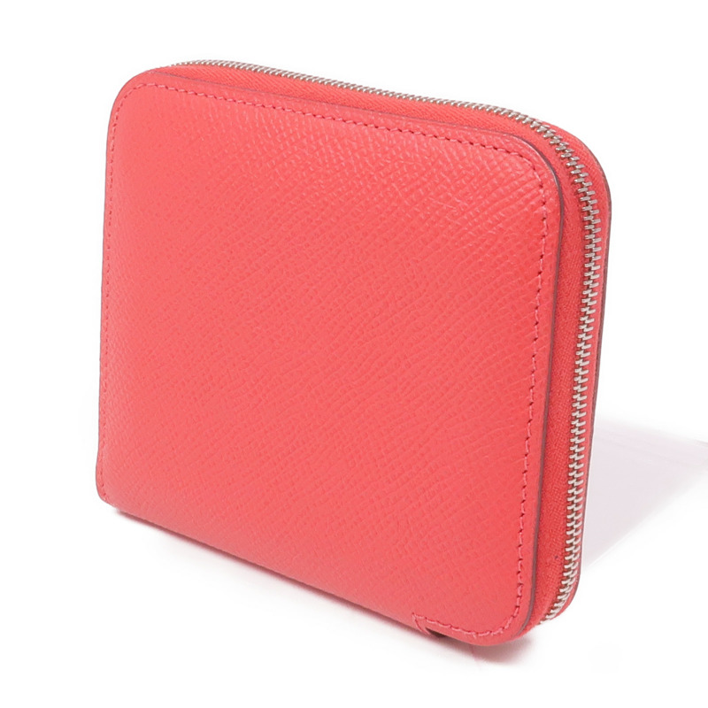 HERMES Epsom皮革Silk In Wallet銀扣錢包Bougainvillier-2