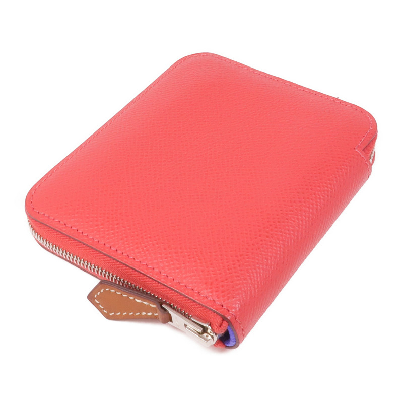 HERMES Epsom皮革Silk In Wallet銀扣錢包Bougainvillier-3