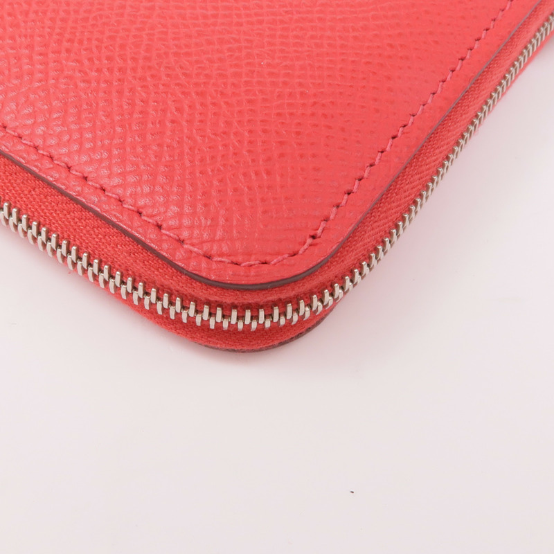 HERMES Epsom皮革Silk In Wallet銀扣錢包Bougainvillier-9