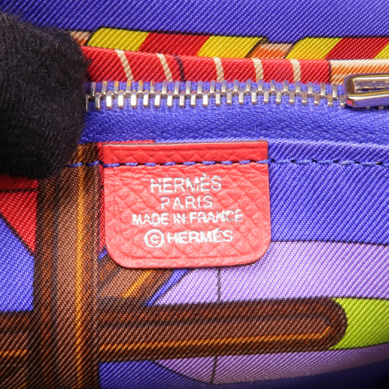 HERMES Epsom皮革Silk In Wallet銀扣錢包Bougainvillier-12