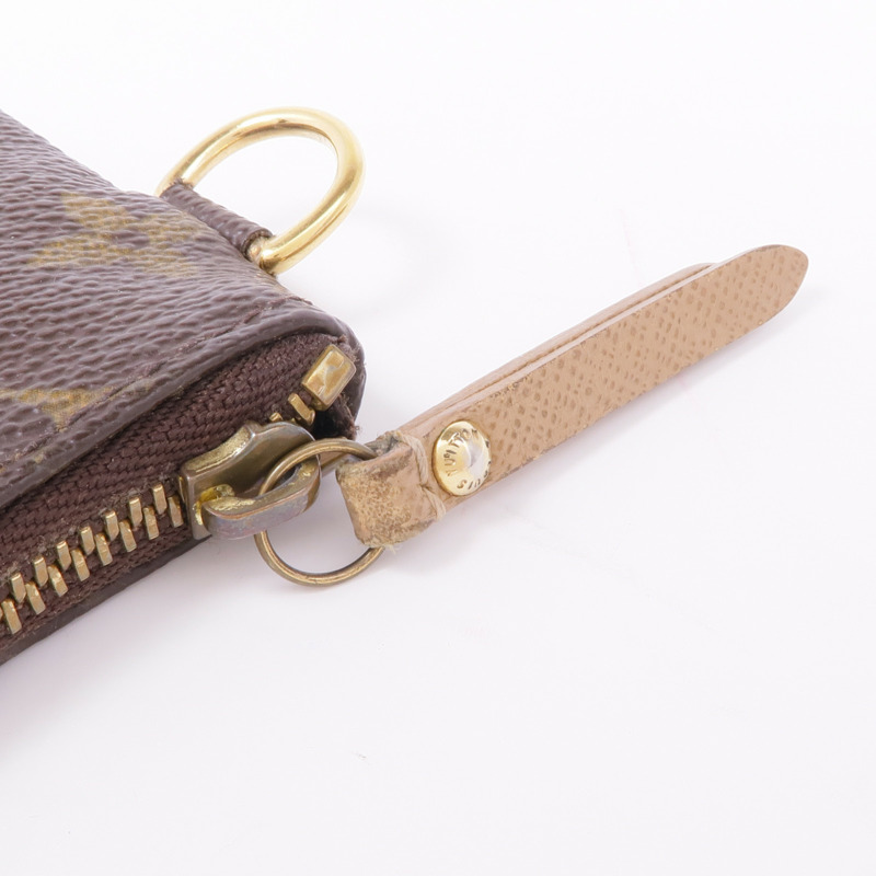 LOUIS VUITTON Monogram Pochette Cre T & B金扣零錢包-11