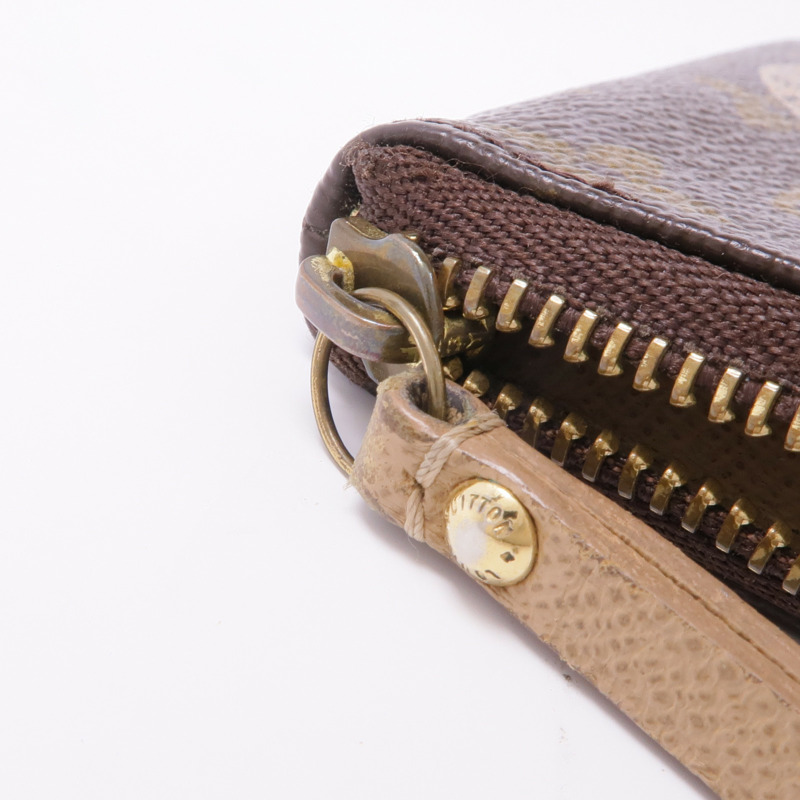 LOUIS VUITTON Monogram Pochette Cre T & B金扣零錢包-15