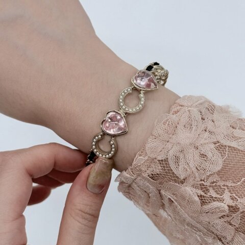 【閒置品♥️】CHANEL 香奈兒 愛心水鑽 珍珠CC 手鐲