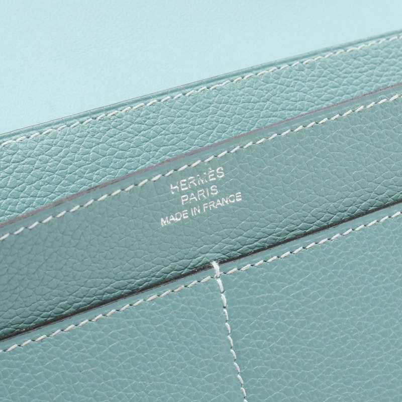 HERMES Dogon GM 雙折皮夾 Evercolor 皮革 藍色 二手 女士 R SHW-3