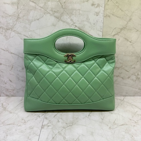 CHANEL31BAG 嫩芽綠金釦 23CM/晶片