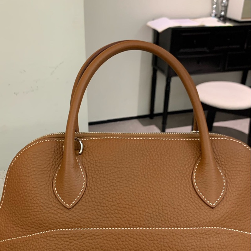 HERMES Bolide金棕色銀扣保齡球包31手提肩背斜背包31*23*12 99新配件塵袋盒子鑰匙鎖-3