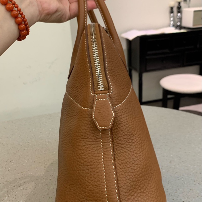 HERMES Bolide金棕色銀扣保齡球包31手提肩背斜背包31*23*12 99新配件塵袋盒子鑰匙鎖-4