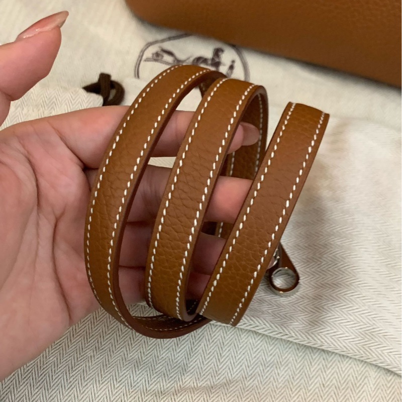 HERMES Bolide金棕色銀扣保齡球包31手提肩背斜背包31*23*12 99新配件塵袋盒子鑰匙鎖-11