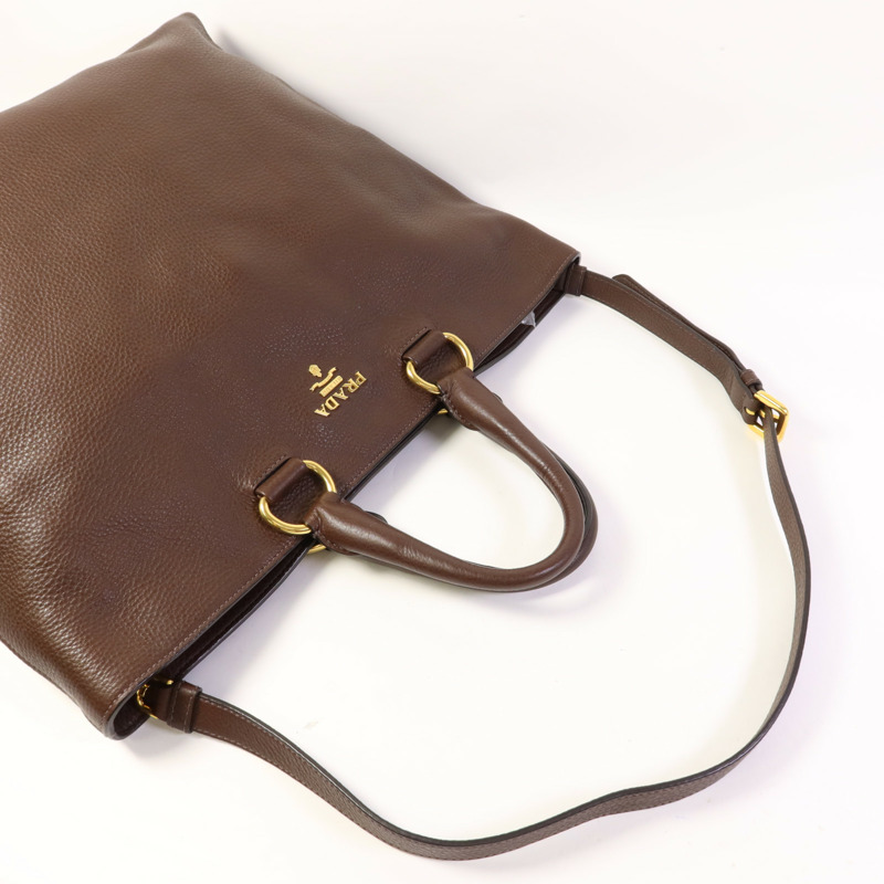 PRADA 牛皮皮革2 way Shoulder金扣手挽肩背兩用袋-4