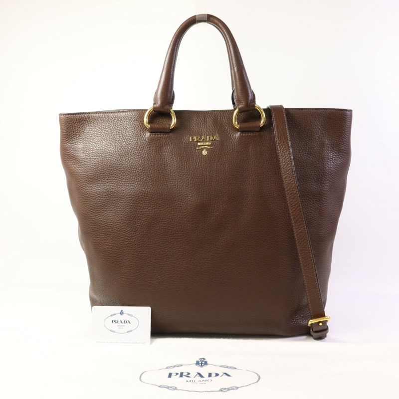PRADA 牛皮皮革2 way Shoulder金扣手挽肩背兩用袋-16