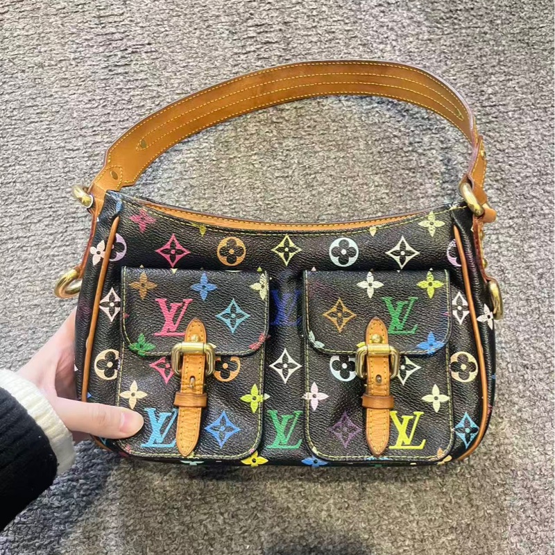 LV 黑三彩肩背劍橋包26*17*8 98新配件塵袋-0