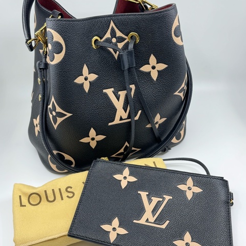 Louis Vuitton 黑拼米色牛皮 NéoNoé MM size 水桶包