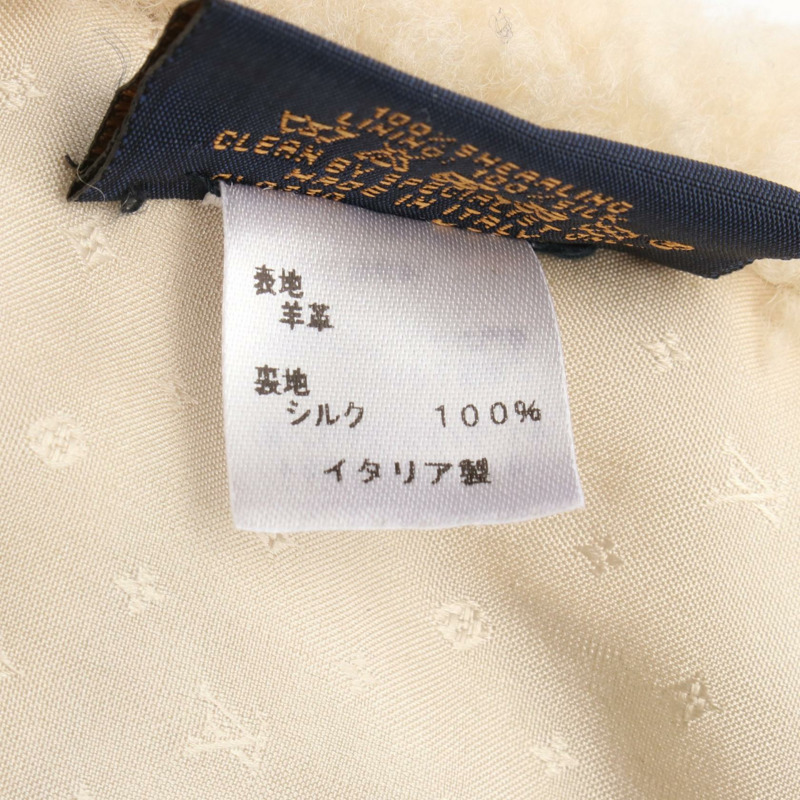 LOUIS VUITTON Echarpe 褶皺羊羔圍巾 M76452 Mouton 米色黑色二手女士 LV-3