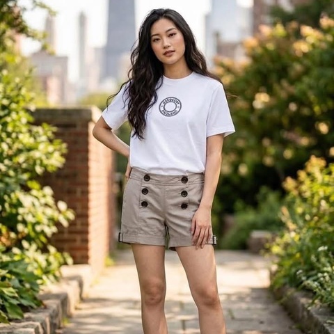 BURBERRY 倫敦 雙排扣皮革扣環短褲