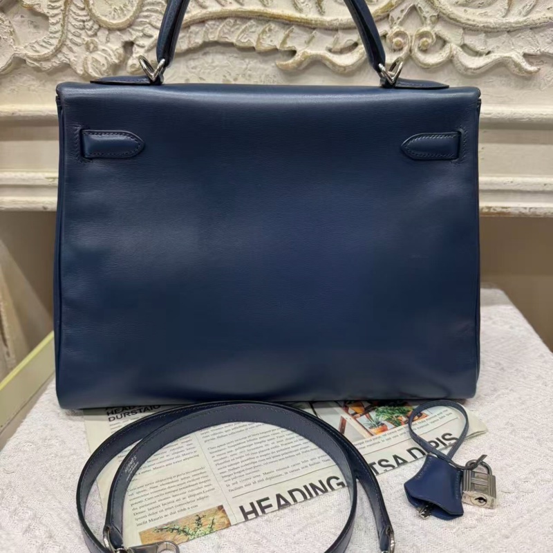 爱马仕Hermes Kelly32 深邃蓝box皮 2001年-2