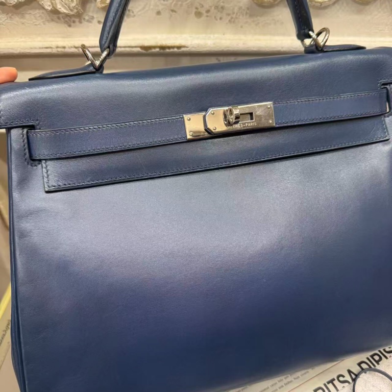 爱马仕Hermes Kelly32 深邃蓝box皮 2001年-4