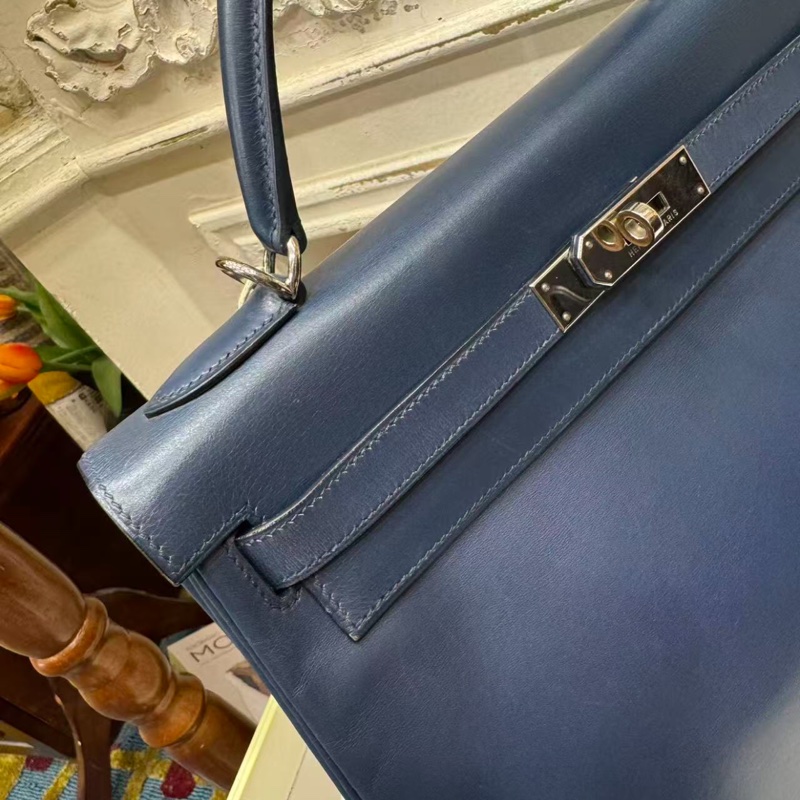 爱马仕Hermes Kelly32 深邃蓝box皮 2001年-8
