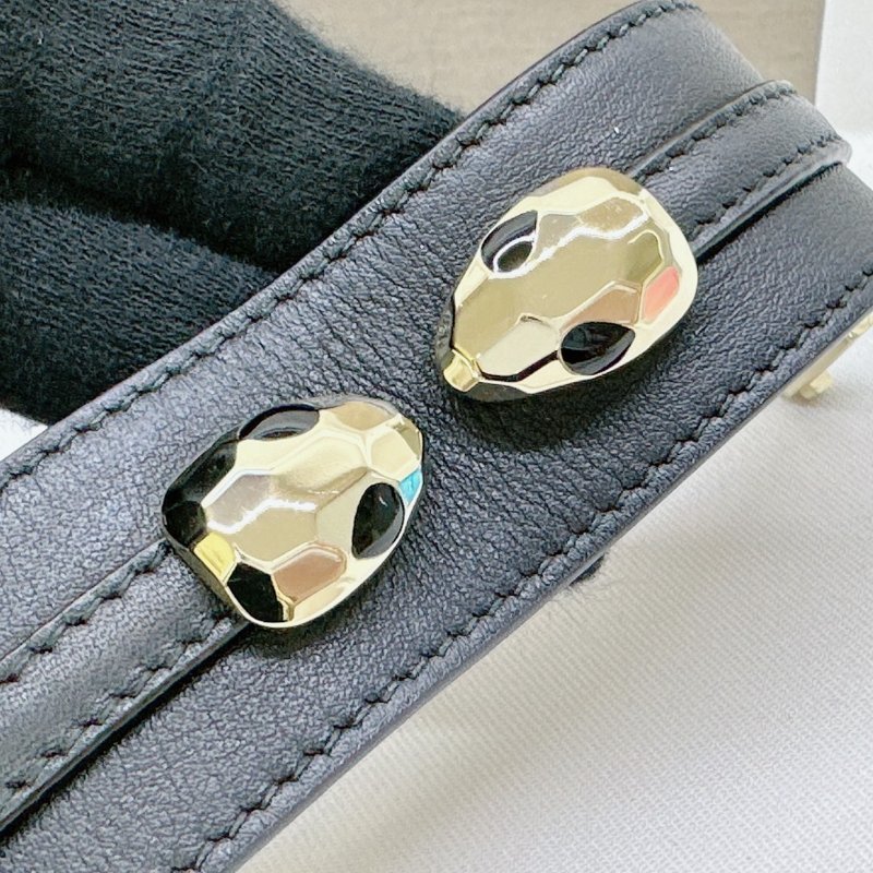 BVLGARI Serpenti黑牛皮雙蛇頭手環-3