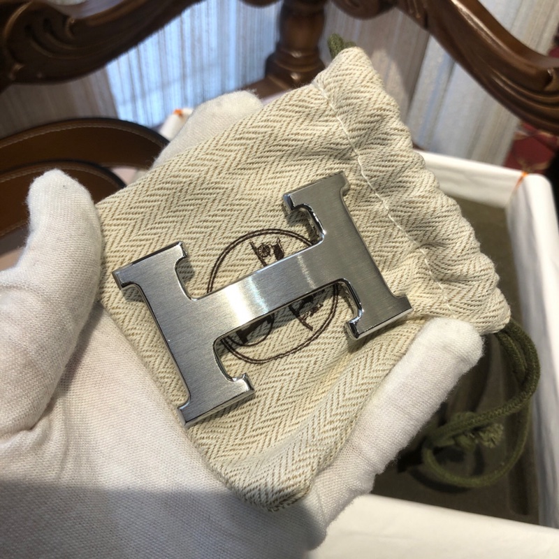 Hermes 爱马仕 蓝色鳄鱼皮皮带 框O 90×3cm-6