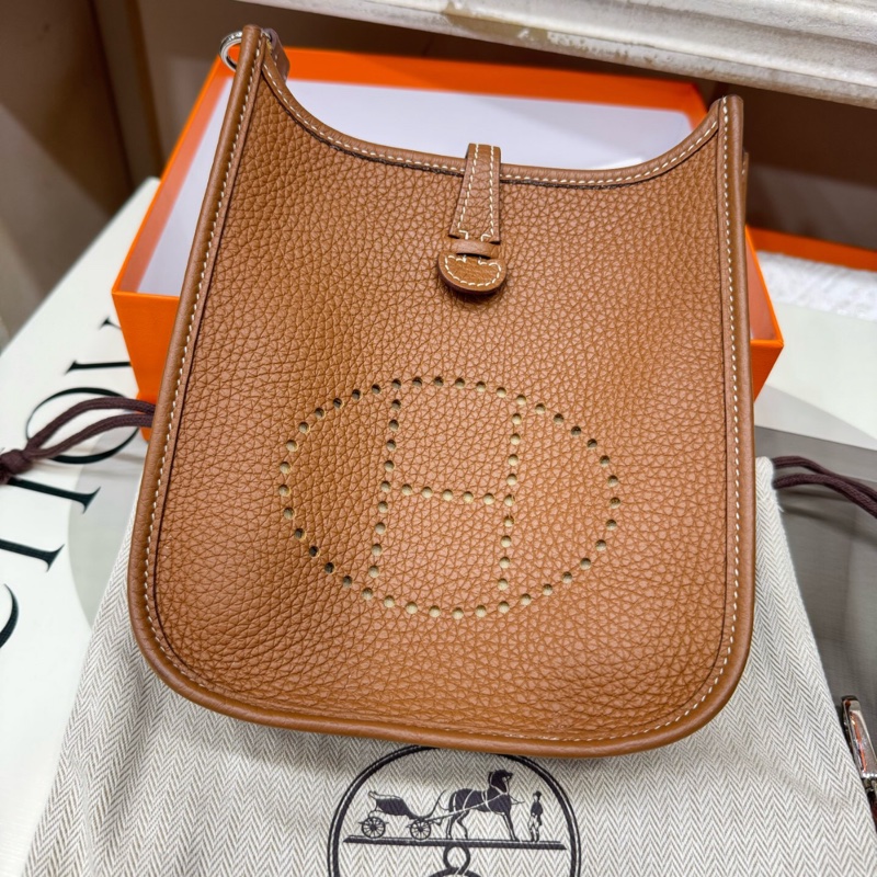 Hermes 爱马仕 金棕银扣mini伊芙琳 U刻-3