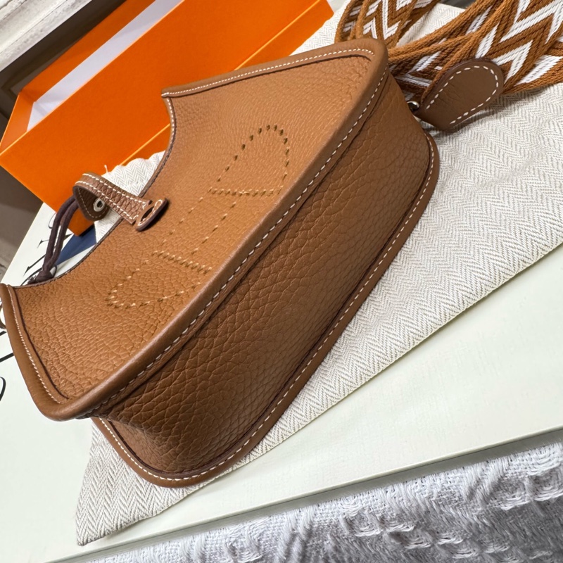 Hermes 爱马仕 金棕银扣mini伊芙琳 U刻-4