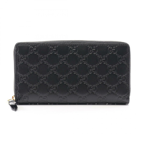 GUCCI Guccissima Around 長版皮夾 779786 皮革 黑色 二手 女士