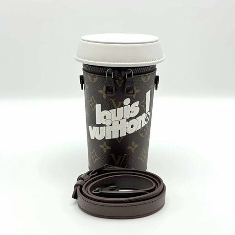 LV 老花 CoffeeCupMNG咖啡可樂杯 芯片款14*19*9 98新配件塵袋