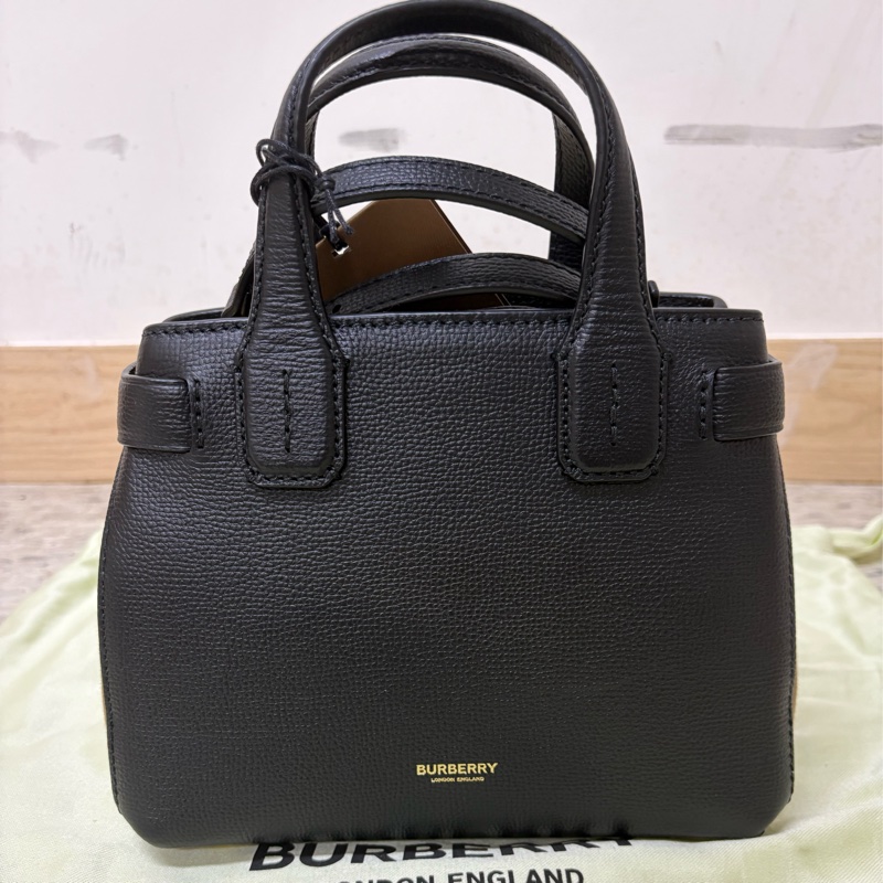 Burberry Baby Banner House 格紋圖案 手提包 黑色-1