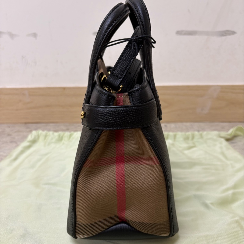 Burberry Baby Banner House 格紋圖案 手提包 黑色-3