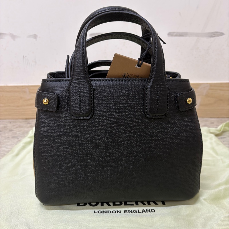 Burberry Baby Banner House 格紋圖案 手提包 黑色-4