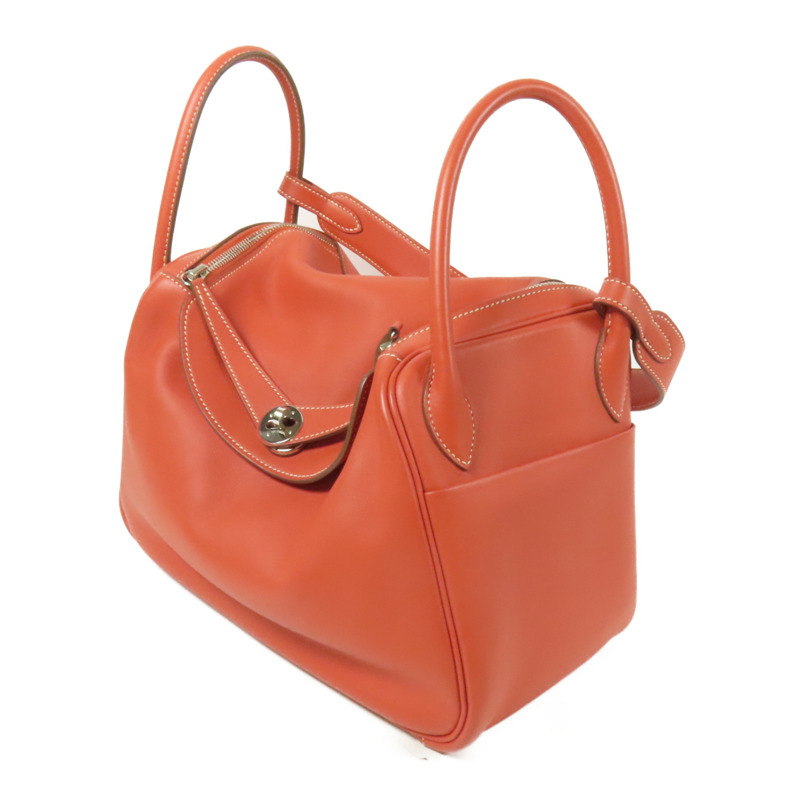 HERMES Swift皮革Lindy 30銀扣手挽肩背兩用袋Rose Jaipur-2