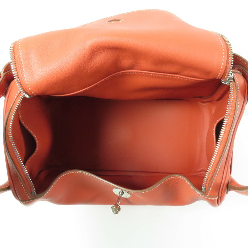 HERMES Swift皮革Lindy 30銀扣手挽肩背兩用袋Rose Jaipur-4
