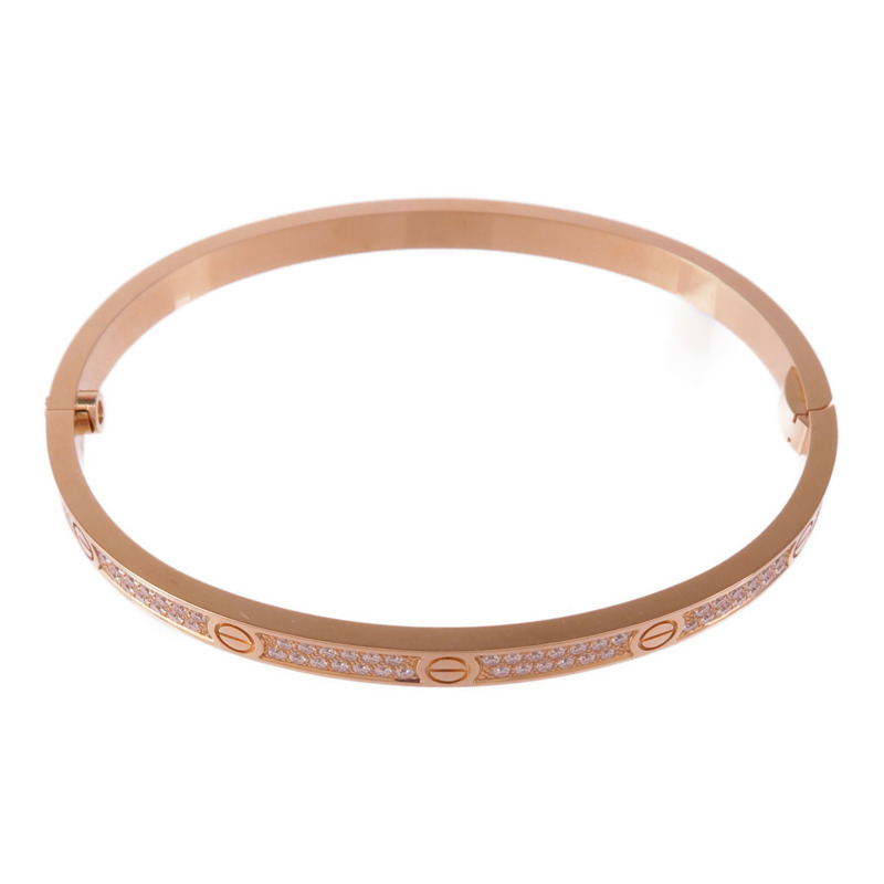 CARTIER 18K玫瑰金Love Diamond Bracelet鑽石手鏈Cartier#16-2