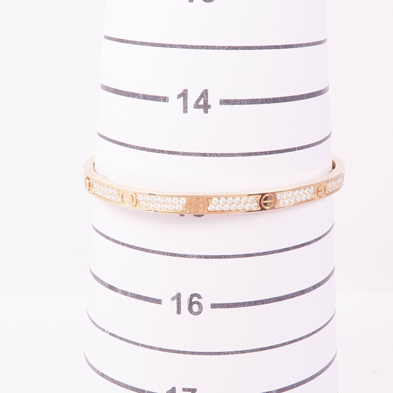 CARTIER 18K玫瑰金Love Diamond Bracelet鑽石手鏈Cartier#16-7
