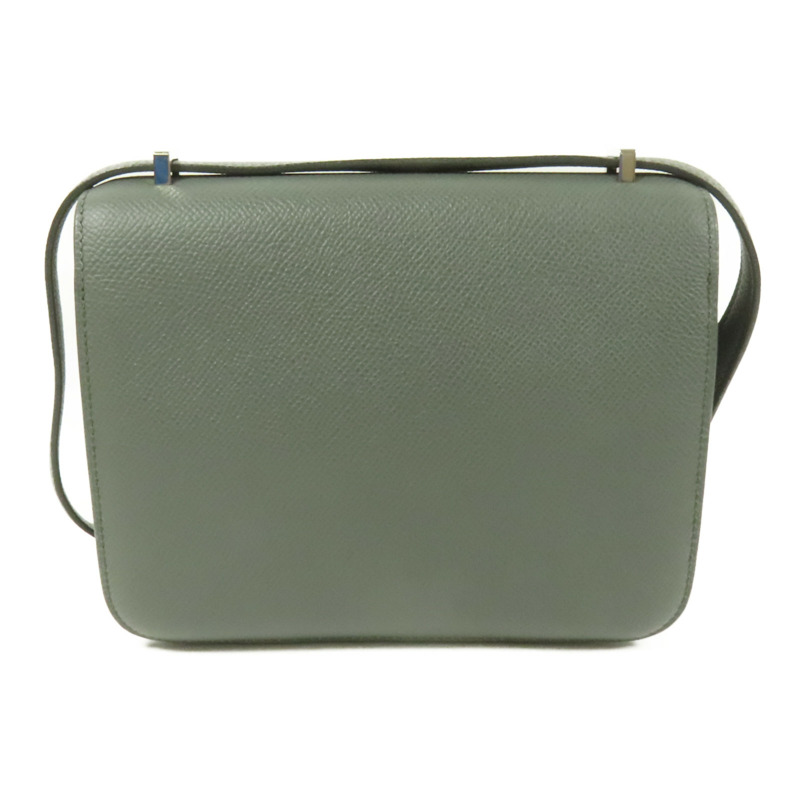 HERMES Epsom皮革Constance Mini銀扣肩背袋Vert Amande-1