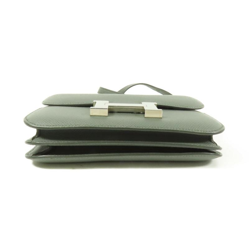 HERMES Epsom皮革Constance Mini銀扣肩背袋Vert Amande-3