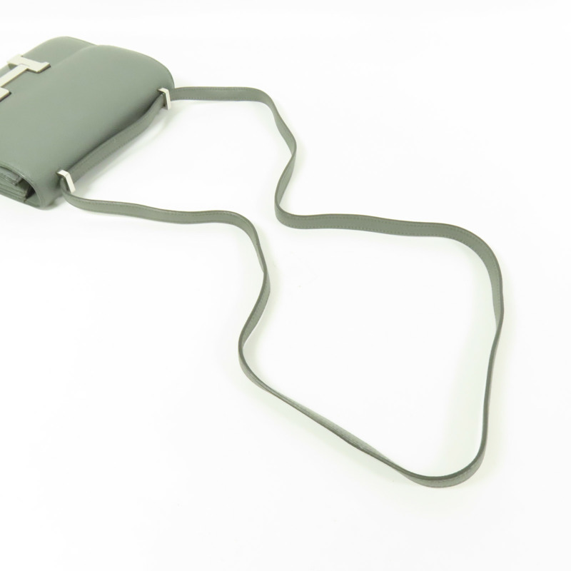 HERMES Epsom皮革Constance Mini銀扣肩背袋Vert Amande-5