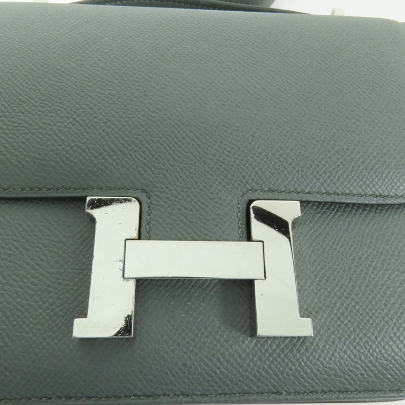 HERMES Epsom皮革Constance Mini銀扣肩背袋Vert Amande-6