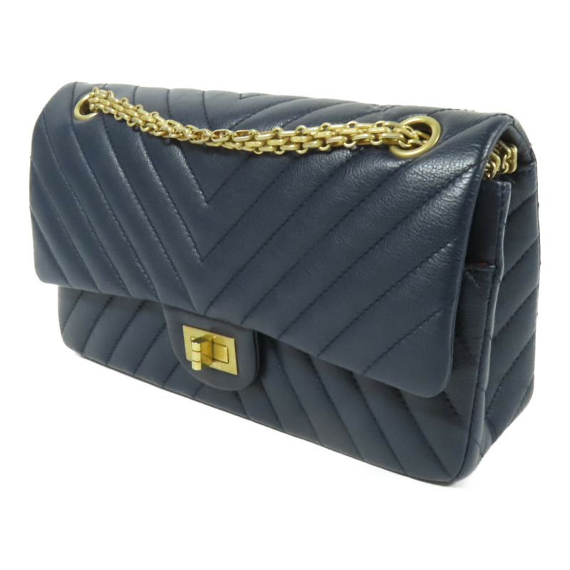 CHANEL 牛皮皮革2.55金扣鏈帶肩背袋-2