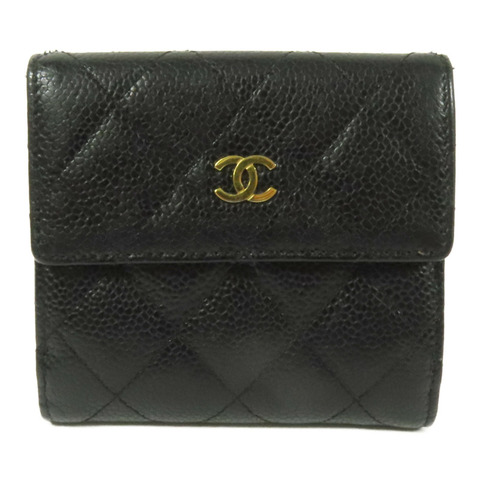 CHANEL 牛皮皮革Wallet金扣錢包