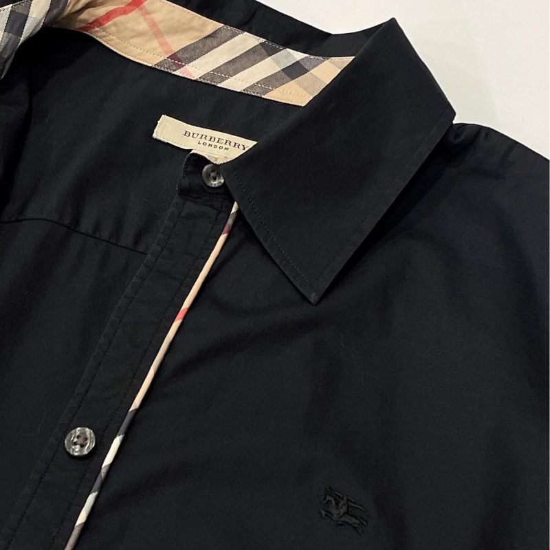 Burberry倫敦 經典格紋滾邊短䄂戰馬襯衫-4
