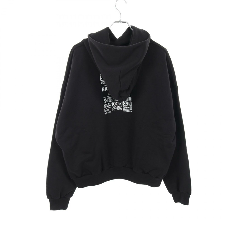 BALENCIAGA Care Label 連帽衫 725558 棉 黑色 男款 #XS-1