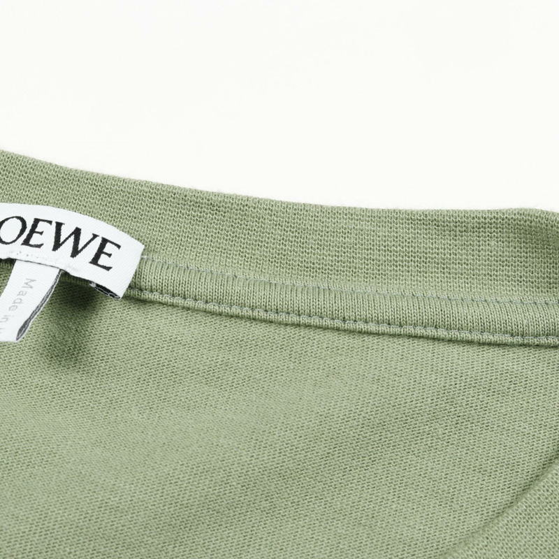 LOEWE Anagram 刺繡 T 卹棉綠色二手男 #L-5