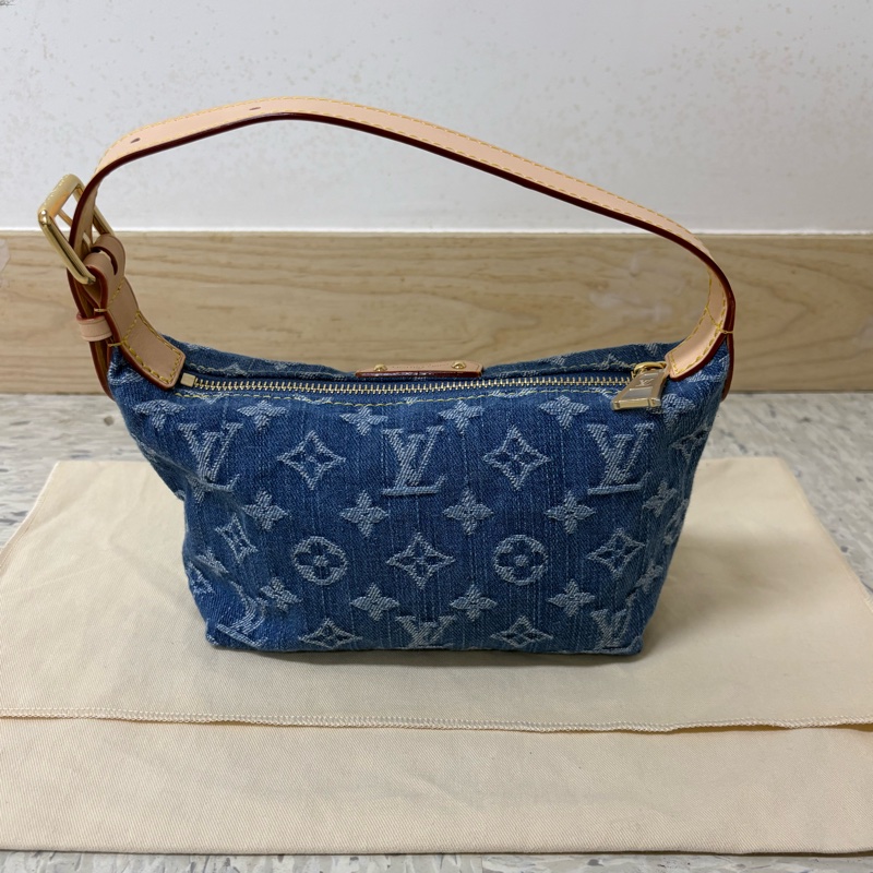 Louis Vuitton LV Pochette Denim 丹寧牛仔布飯盒袋 藍色-4