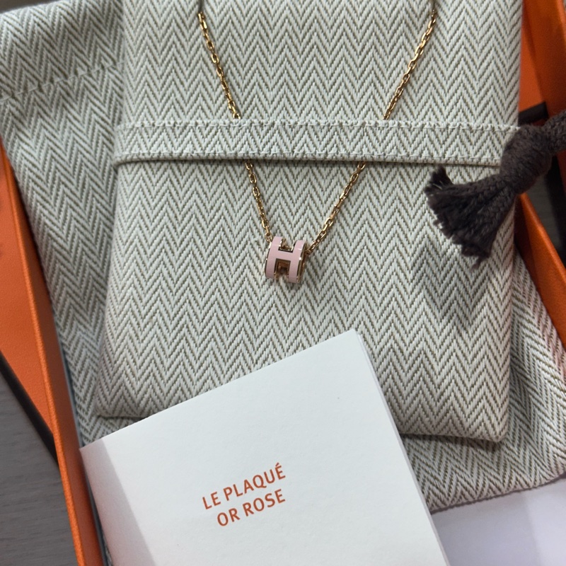 Hermès | Mini Pop H 項鍊 玫瑰金鏈x白色-1