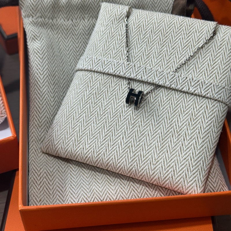 Hermès | Mini Pop H 項鍊 玫瑰金鏈x白色-2