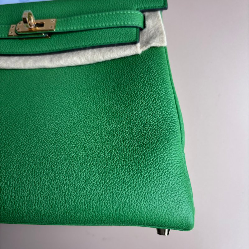 ::HERMES:: A8絲蘭綠金扣內縫 KELLY25 手提包 肩背包-7