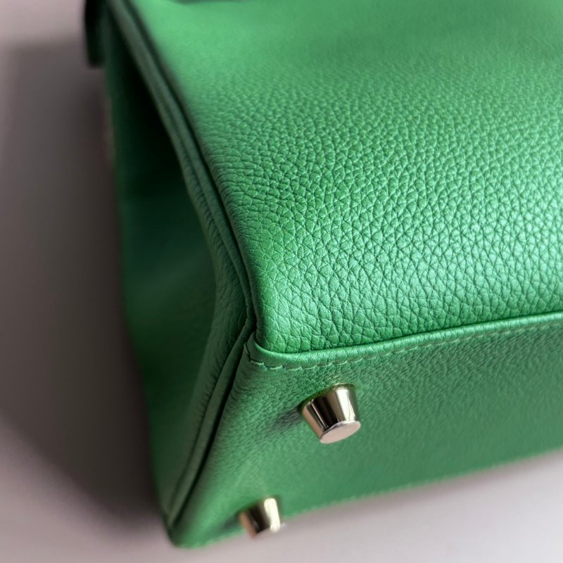 ::HERMES:: A8絲蘭綠金扣內縫 KELLY25 手提包 肩背包-8