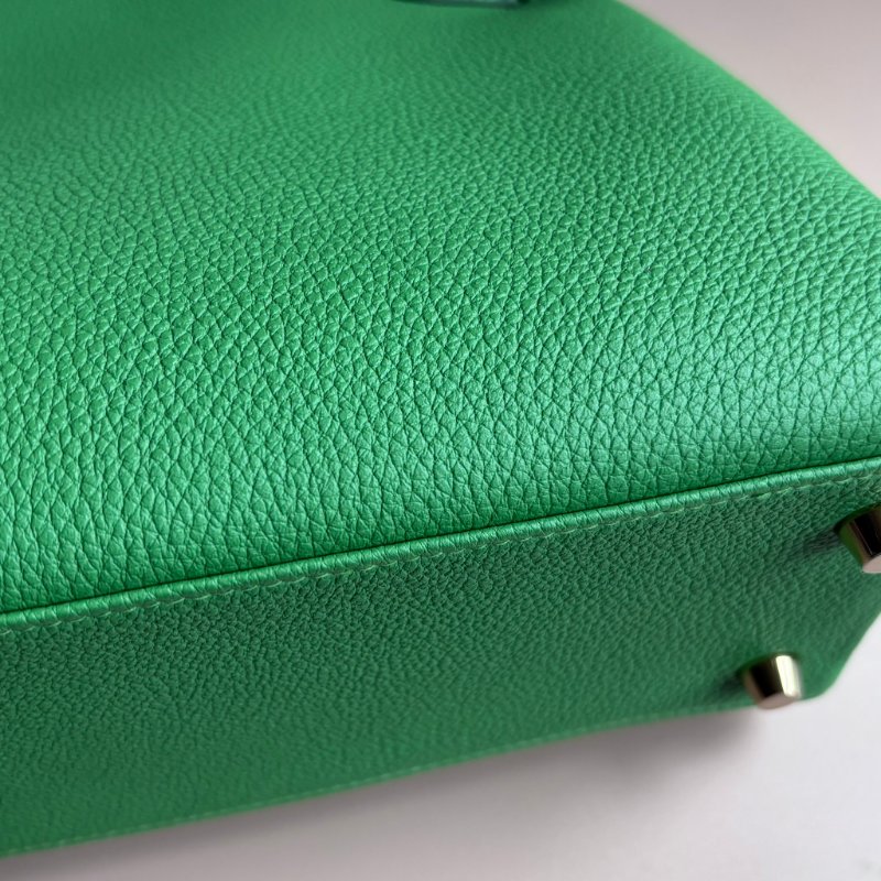 ::HERMES:: A8絲蘭綠金扣內縫 KELLY25 手提包 肩背包-10